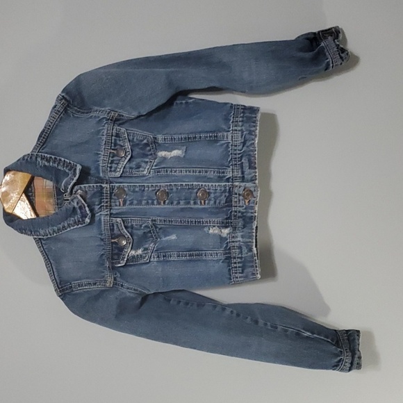 RUE21 jacket womens size small demin ripped torn destroyed holes shop jacket - Picture 1 of 10